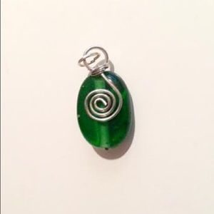Green glass swirl pendant